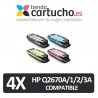 PACK 4 (ELIJA COLORES) CARTUCHOS COMPATIBLES HP Q2670A/71A/72A/73A