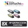 PACK 8 (ELIJA COLORES) CARTUCHOS COMPATIBLES HP Q2670A/71A/72A/73A