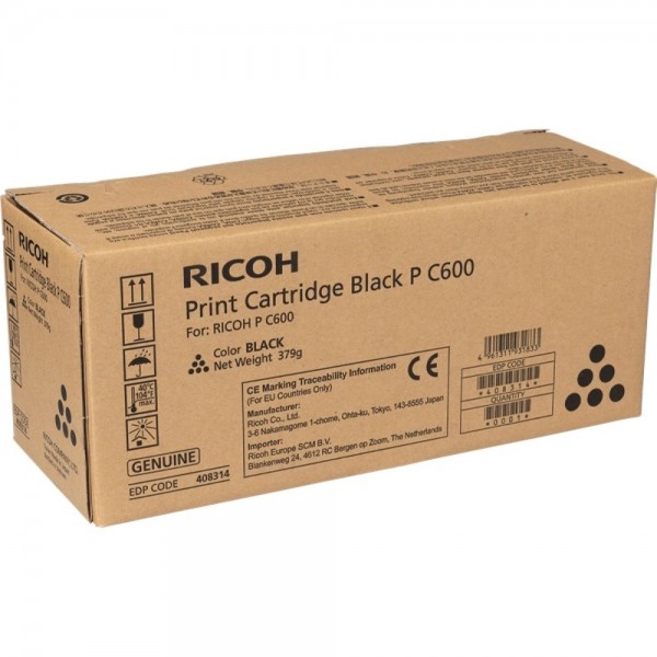 Original - Ricoh PC600 Negro Cartucho de Toner - 408314/P C600BK